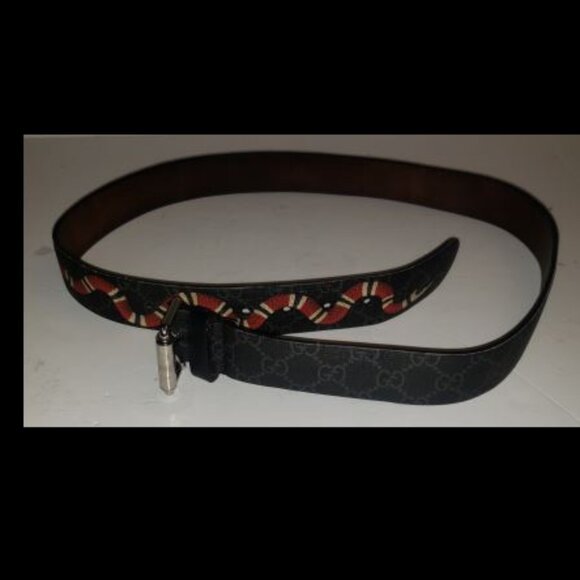 Gucci Borwn GG Supreme Kingsnake Belt - Picture 2 of 16